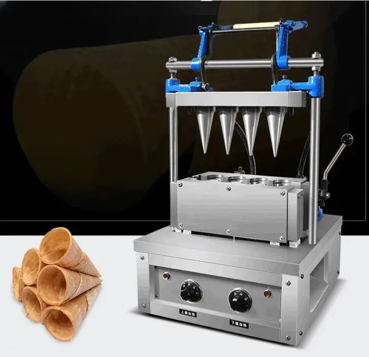 4-Head Egg Holder Electromechanical Cone Making Equipment Dairy Sweet Pizza Cone Making Machine Ice Cream Cone Making Machine