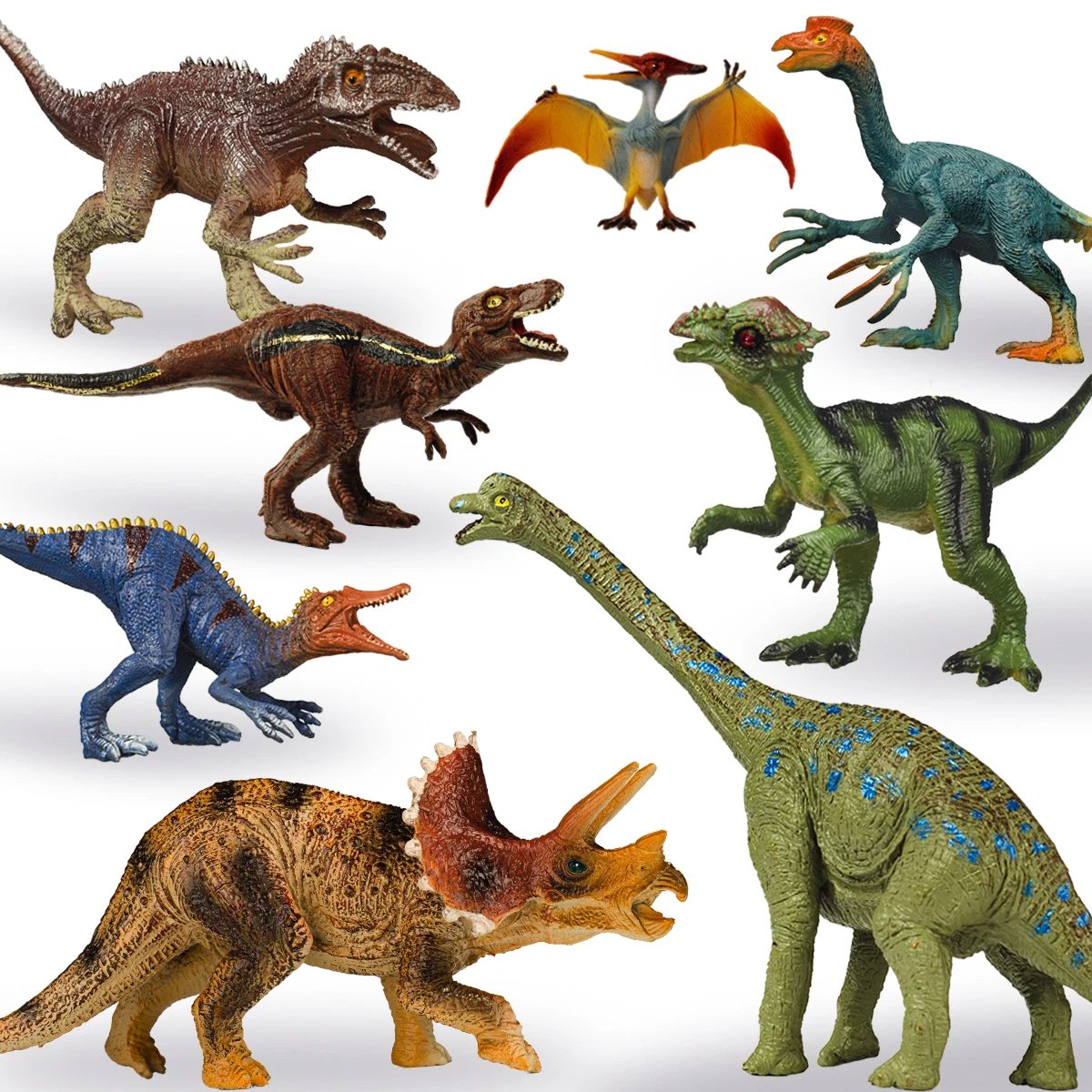 8 dinossauros simulados em PVC sólido |   Versão pintada |   Conhecimento sobre animais |   Iluminação Animal Infantil |   Brinquedos Cognitivos Interativos Pai-Filho |   Ensino do jardim de infância |   Presentes de verão para festa de aniversário infantil |   Pterossauro Tiranossauro |   Ornamentos decorativos