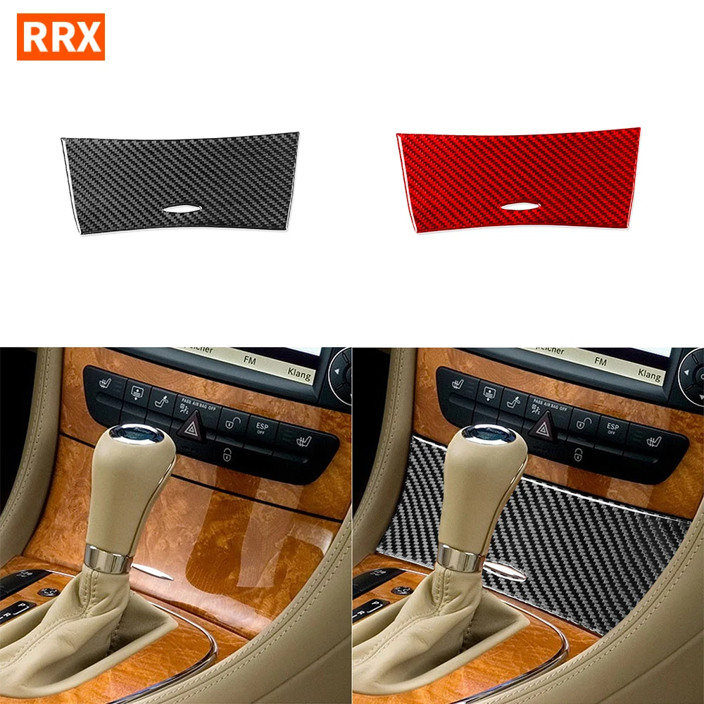 For Mercedes-Benz CLS C219 2004-2009 Car Central Control Storage Box Panel Sticker Trim Carbon Fiber Interior Accessories