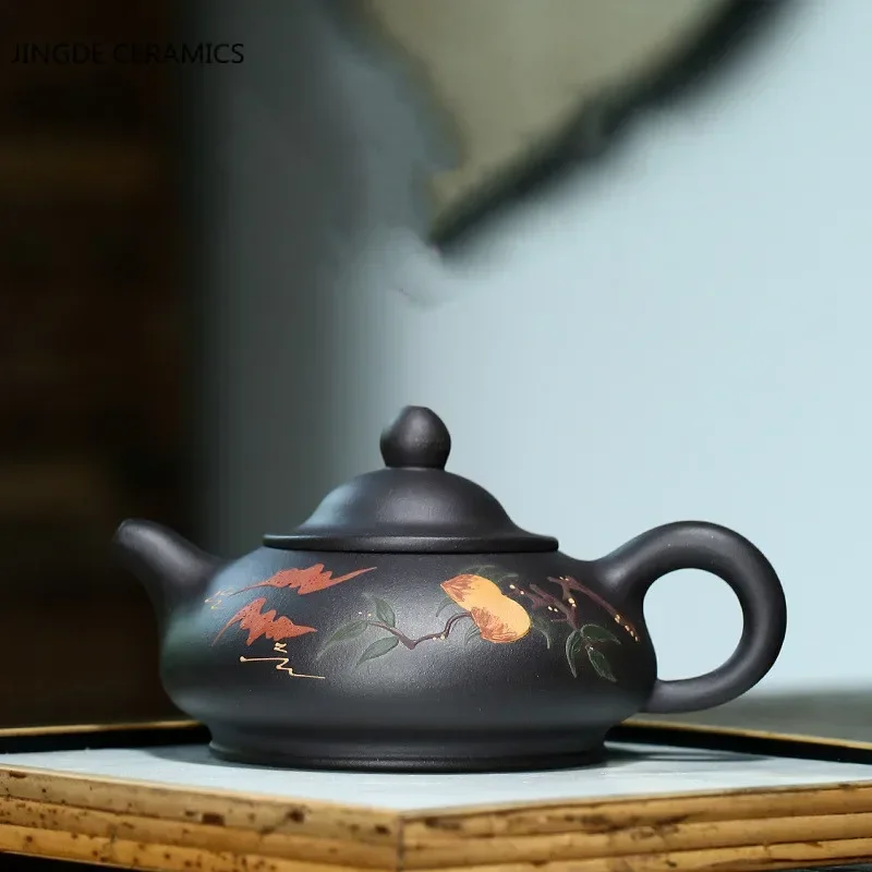 

230ml Chinese Purple Clay Xishi Teapots Handmade Hole Filter Kettle Tea Set Household Portable Tea Pot Tie Guanyin Puer