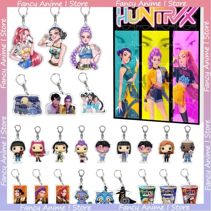 Navidad Kpop Demon Hunting 24 Uds calendario de Adviento caja ciega sorpresa 24 días calendario de cuenta regresiva de Navidad llavero caja ciega