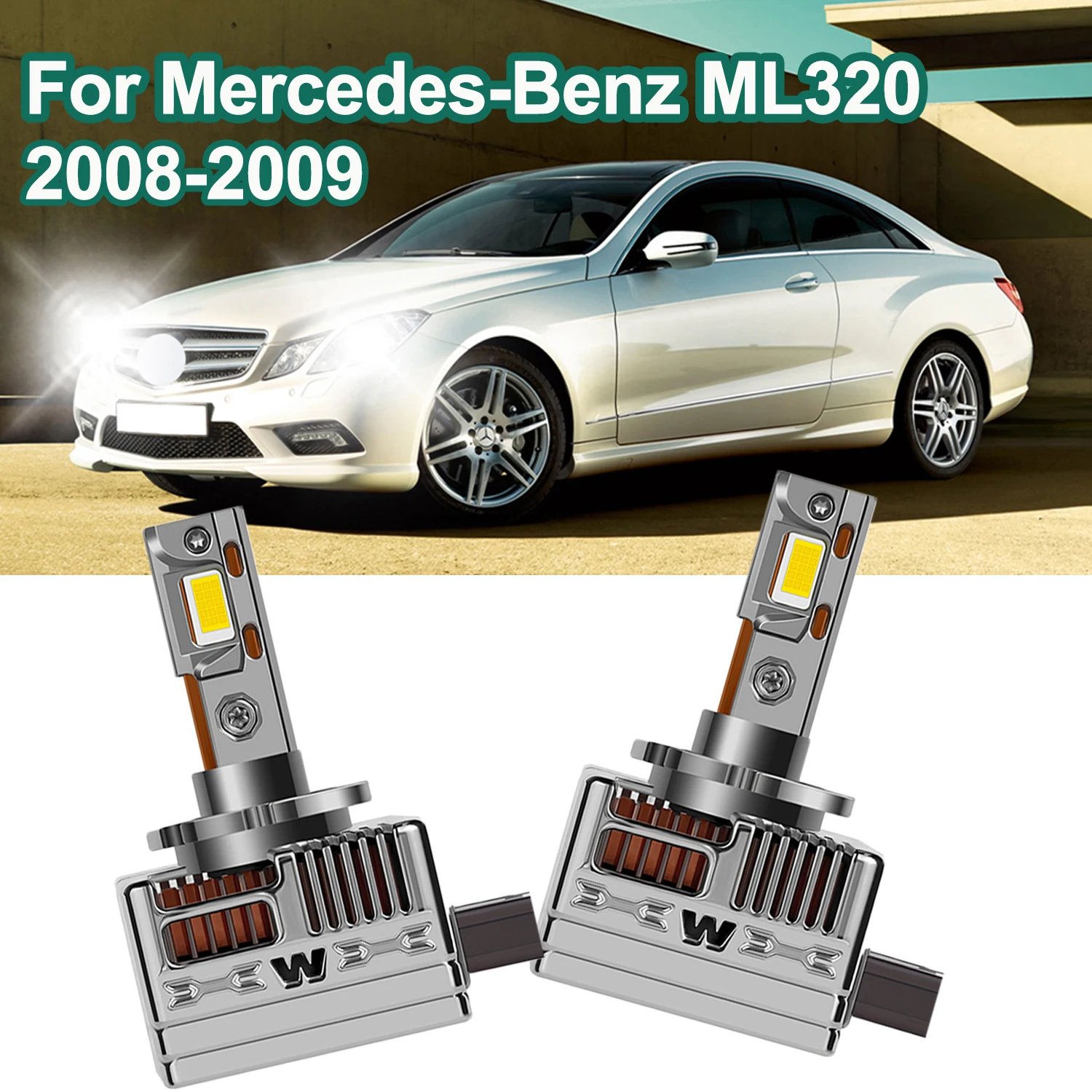 

For Mercedes-Benz ML320 2008-2009 HID Headlight LED Bulbs High Low Beam 3570 CSP Chips Car Lamps for Improved Visibility
