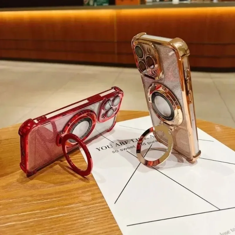 

Luxury For Magsafe Magnetic Ring Bracket Stand Case For IPhone 17 16 15 14 Pro Max S26 S25 Ultra Phone Holder Cover Accessories
