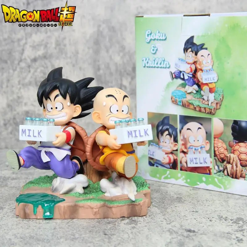 

15CM Dragon Ball Anime Doll Sun Wukong and Krillin Milk Delivery Model Action Doll Kawaii PVC Model Doll Toy Christmas Gift