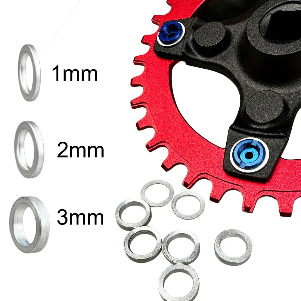 MTB 자전거 크랭크셋 볼트 스페이서 체인링 나사 체인휠, 산악 자전거 더블 크랭크 개스킷, 로드 바이크 볼트 링, 1mm, 2mm, 3mm