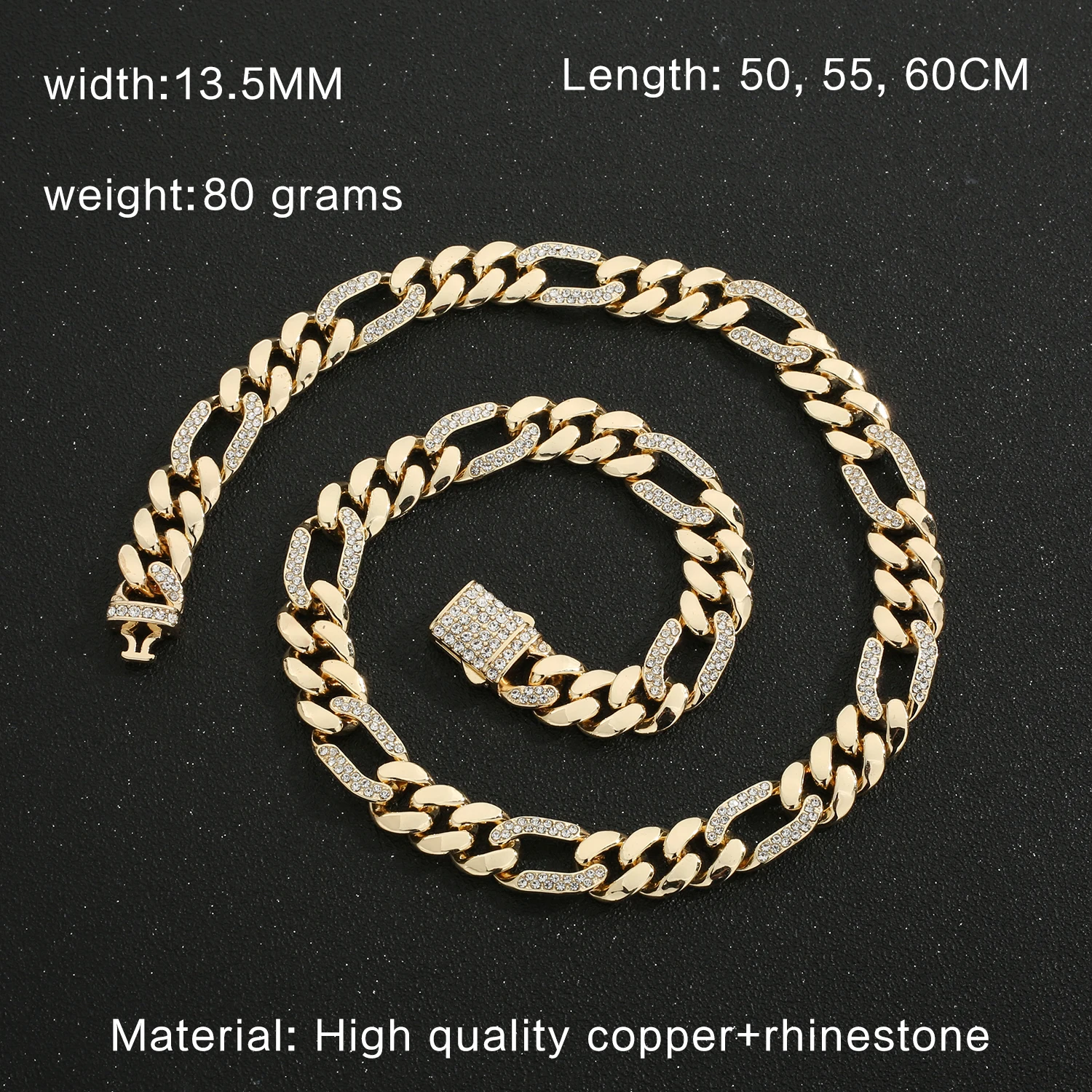 Hip Hop 14k Gold Plated Stainless Steel Jewelry Iced Cadena Hombre Miami Cuban Chain Men\'s Necklace