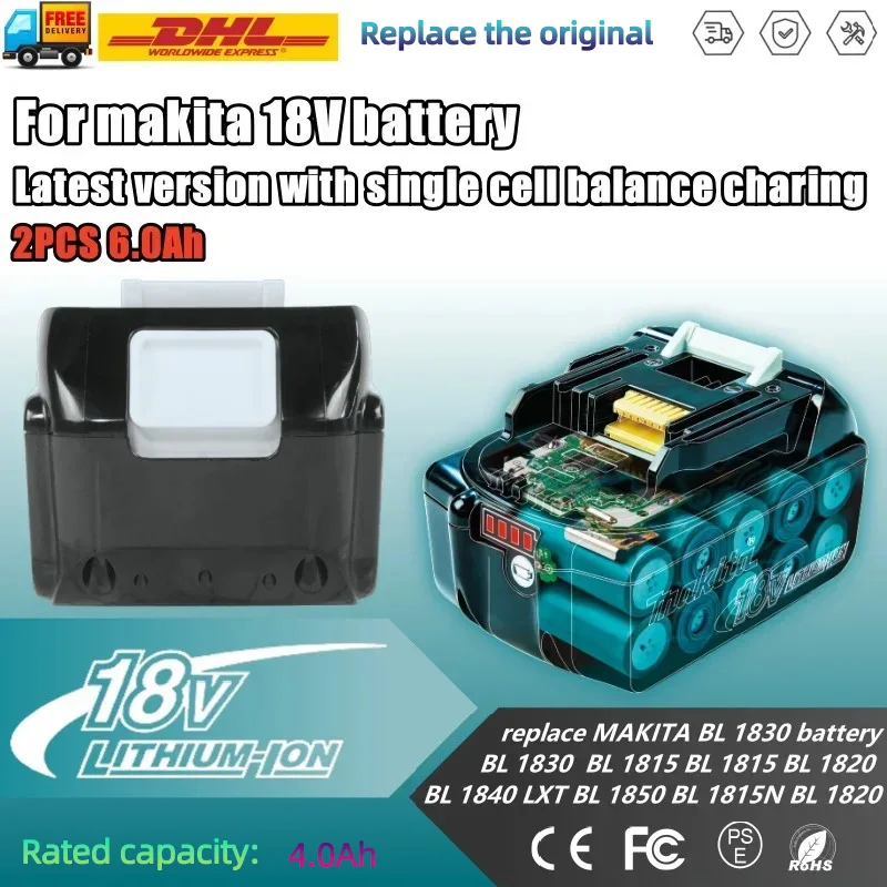 

ForOriginal makita 18v battery 4000mAh Rechargeable Power Tools Battery with LED Li-ion Replacement LXT BL1860B BL1860 BL1850