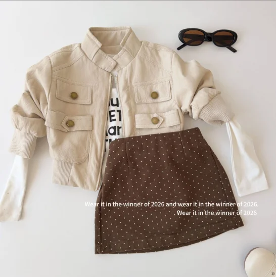 2025 New Style Spring Girls' Coat Children's Fashionable and Beautiful Casual and Simple Top Kids Outwear Clothes