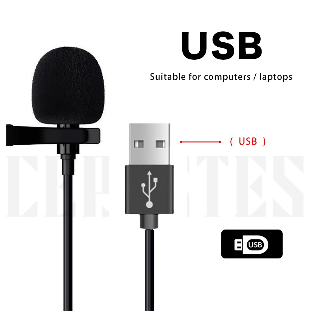 High Fidelity ไมโครโฟนภายนอกกล้องกีฬากล้อง Type-C Micro USB Connector ความยาวสาย 1.5M