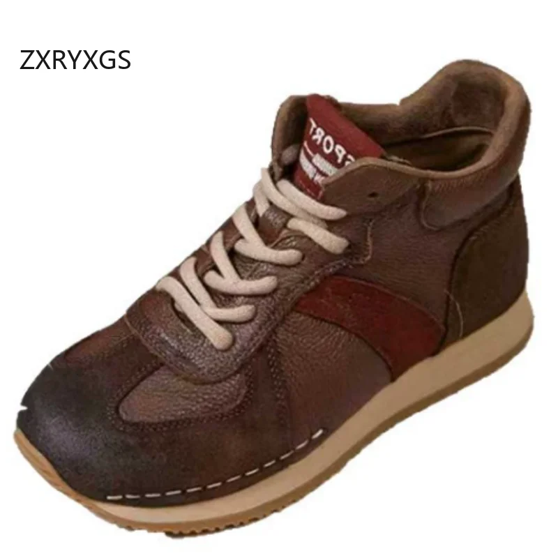 

ZXRYXGS 2025 новые женские кроссовки из натуральной кожи с верхним слоем, модные повседневные кроссовки на плоской подошве, модная обувь