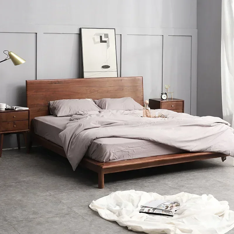 Bedroom solid wood furniture designer wood color luxury quaint bed comfort solid wooden beds