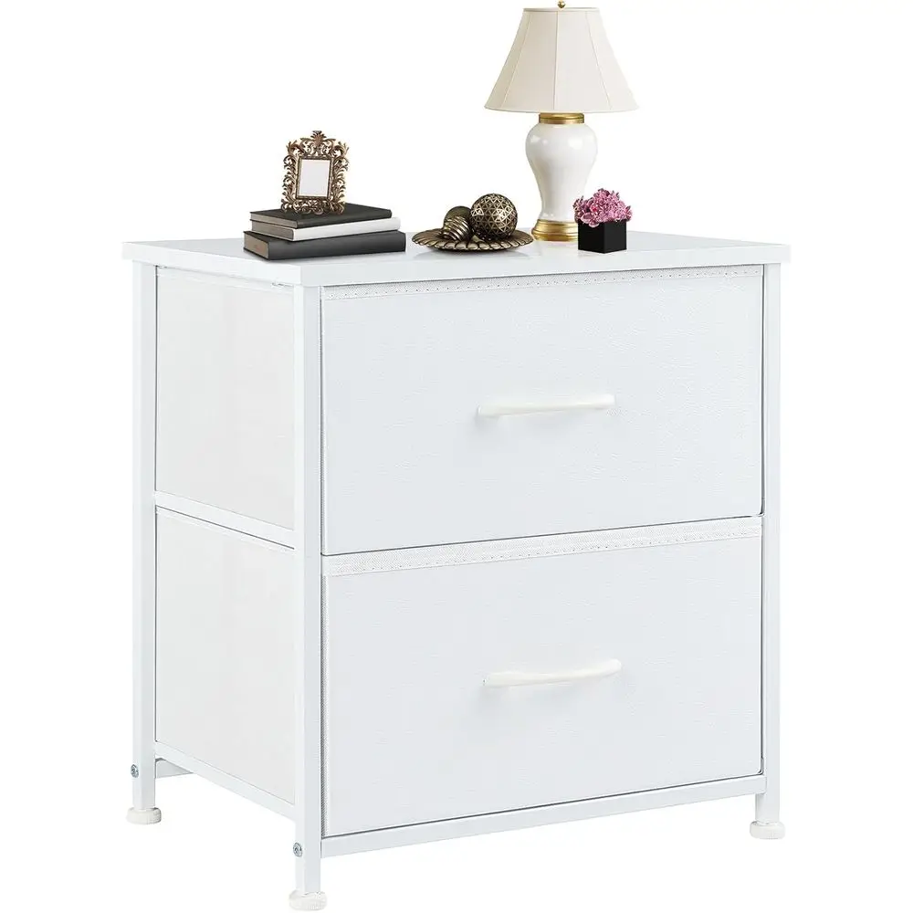 Small Drawer with 2 Fabric Shelves Side Tables Bedroom End Table Kids Bed Storage Furniture for 20 inch Tall Night Stand or Clos