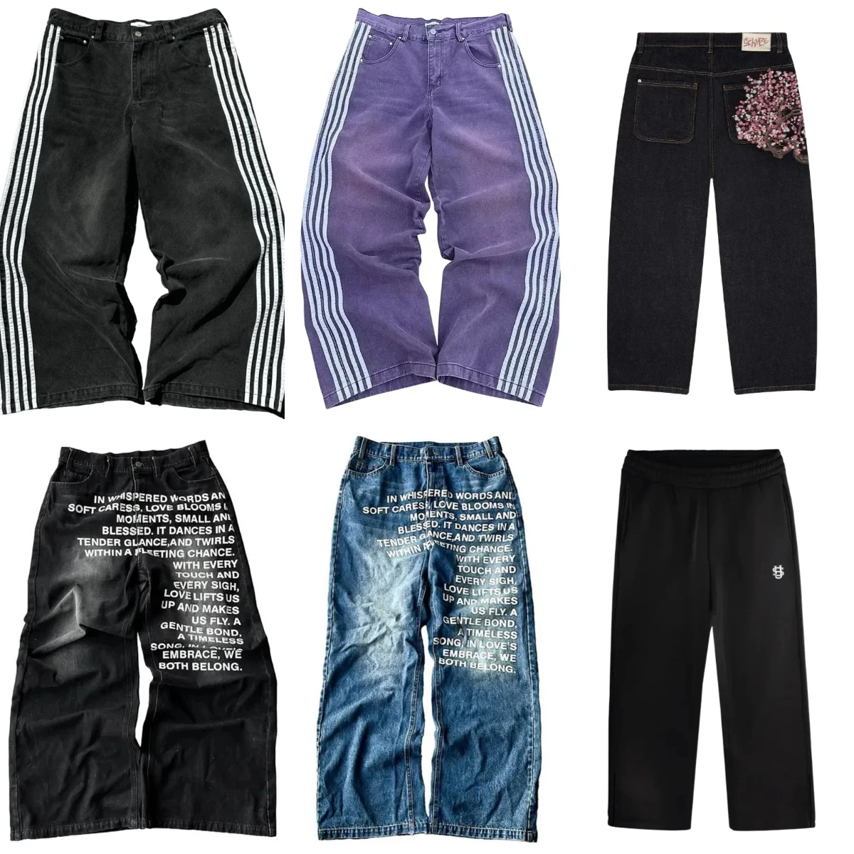 Hip Hop Mens Jeans Y2k Black Striped Baggy Jeans Gothic Embroidered High Street Harajuku Retro Streetwear Wide Leg Denim Pants