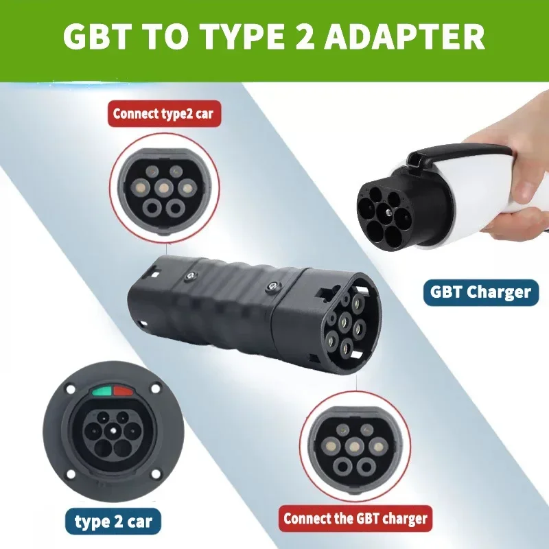WUFEN Car Charger Adapter GBT to Type 2 Adapter 16A/32A for EVSE Charging In Russia GBT to IEC 62196 Type 2 Standard EV Adapter
