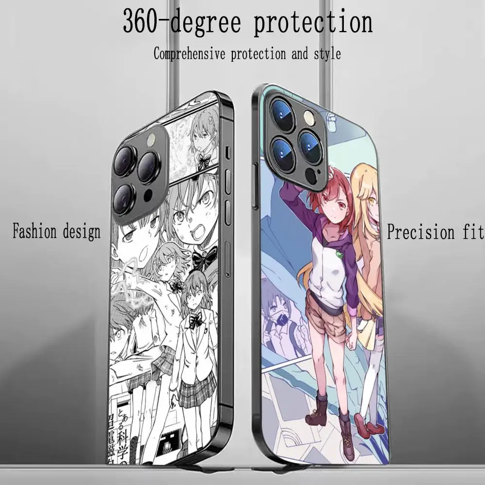 Classic Character ins Railgun Phone Case For iPhone 16 15 14 13 12 11 X XR XS 8 Plus Mini Pro Max Soft black Shockproof Cover