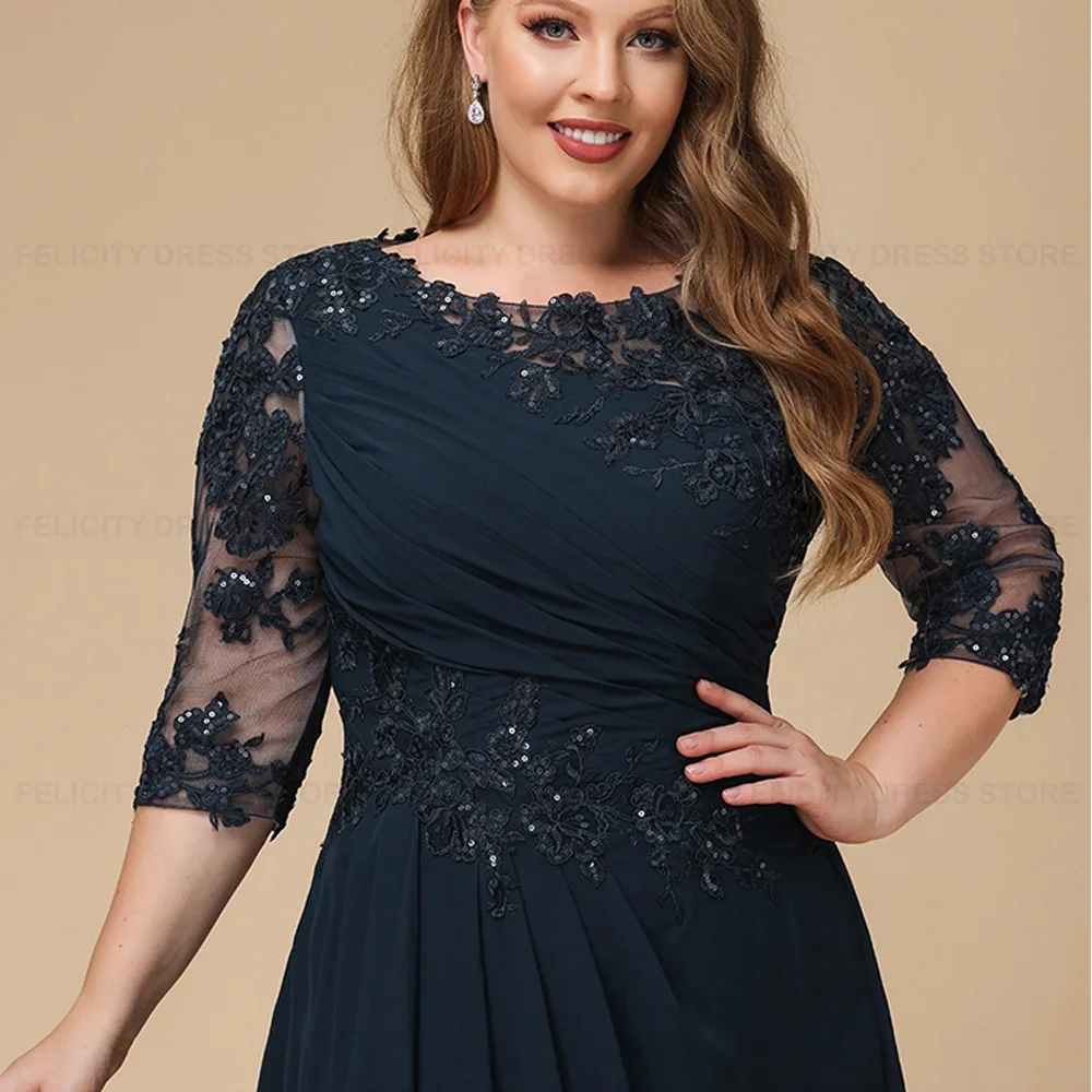 Plus Size Mother of the Bride Dress 2023 Elegant A-line Applique Sequins Formal Wedding Guest Dresses فساتين للحفلات الراقصة