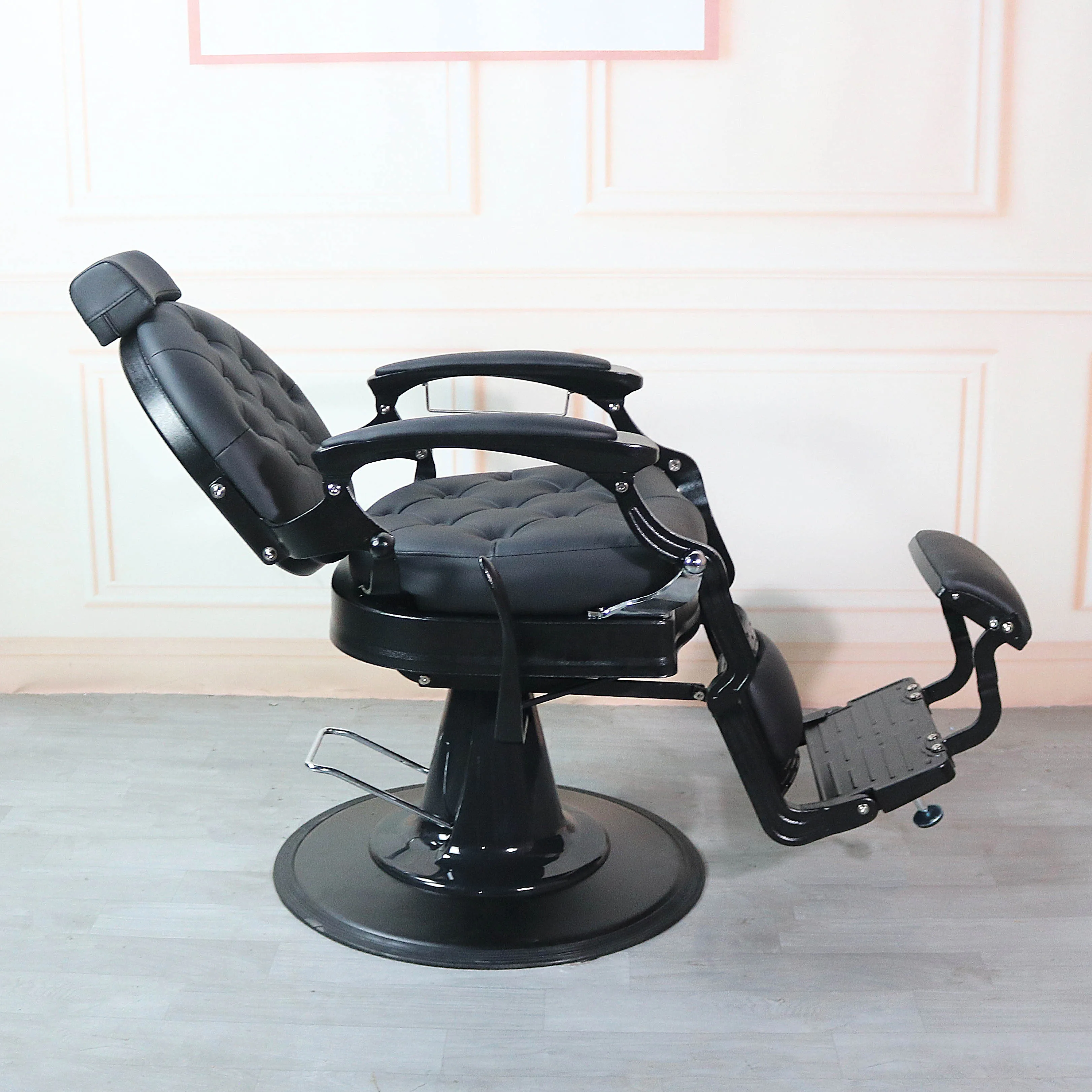 Hydraulic Hair Cutting Reclining Grooming Massage Chair Retro Salon Hairdressing Barber Chair