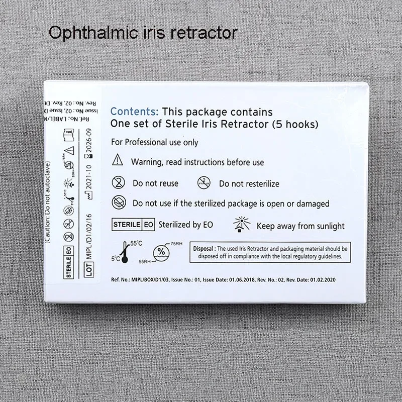 Importações canadense de retratores de íris, instrumentos de microscópio oftálmico, ferramentas, consumíveis oftálmicos, uma caixa de 5