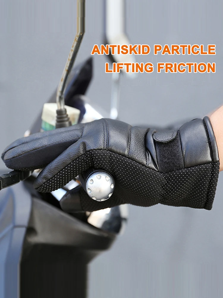 قفازات جلدية للدراجات الحرارية تعمل باللمس في الهواء الطلق USB قفازات التدفئة الكهربائية جهاز تدفئة محمول للمشي لمسافات طويلة والتزلج والصيد #6