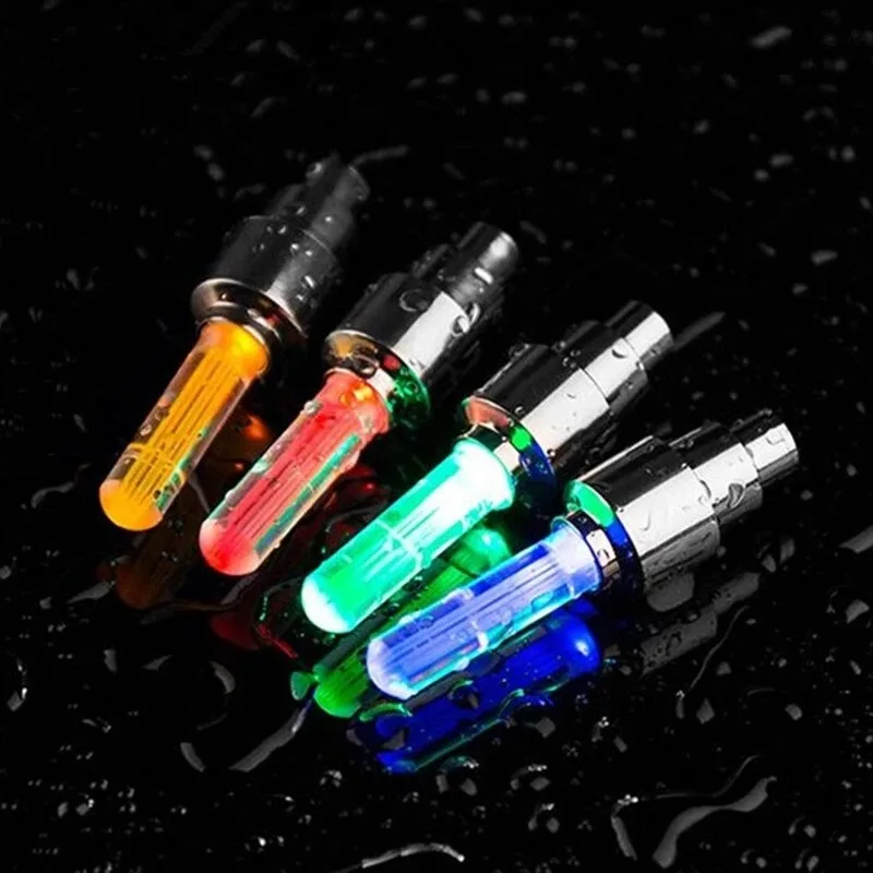 2/4Pcs Car Motorcycle Bicycle Tire Valve Caps Light LED Neon Flash Lamp Waterproof Universal Bike Wheel Lights Moto Accessories