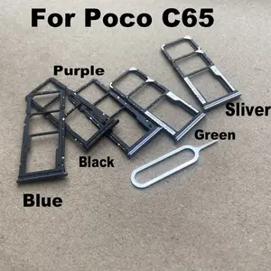 Bilashmart Xiaomi Poco C65 Sim Card Tray Slot Holder Socket Adapter Connector Repair Parts Replacement