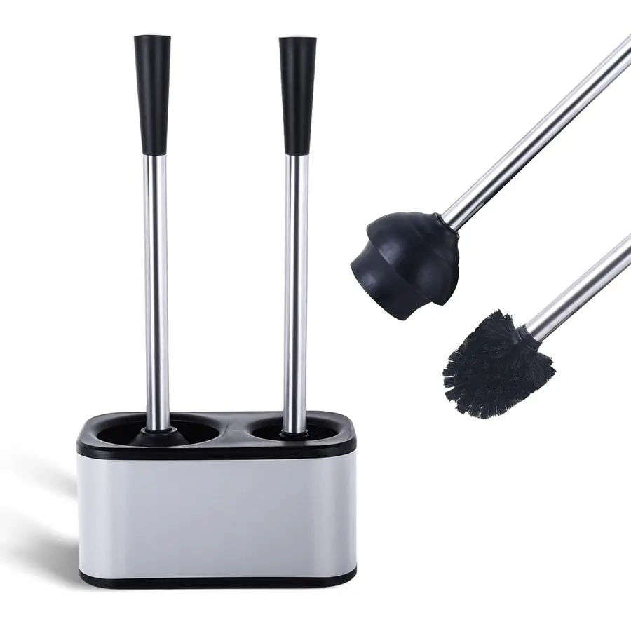 

Steel Toilet Brush and Holder Set Modern Toilet Brush and Plunger Set Bathroom Essentials