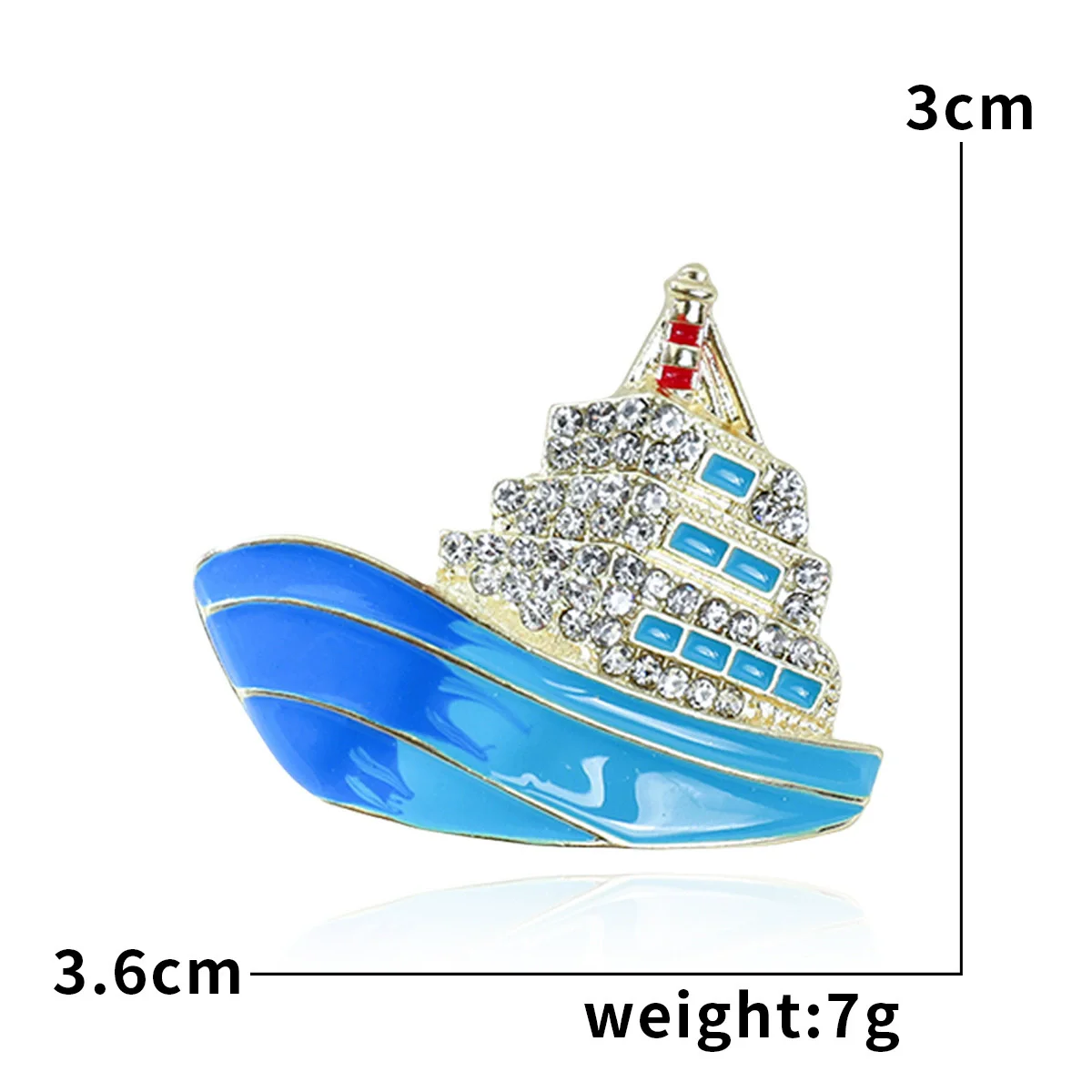 Luxury Cruise Ship Brooches For Women Men Blue Enamel Rhinestone Beautiful Boat Party Causal Brooch Pins Gifts