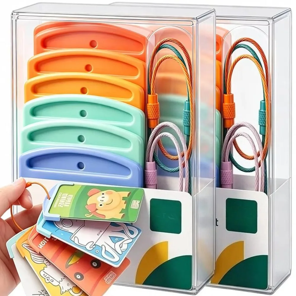 10PCS Card Holder with Ring Loops Portable Audio Story Storage Organizer Plastic Sleeve Album for Kids Player Pocket