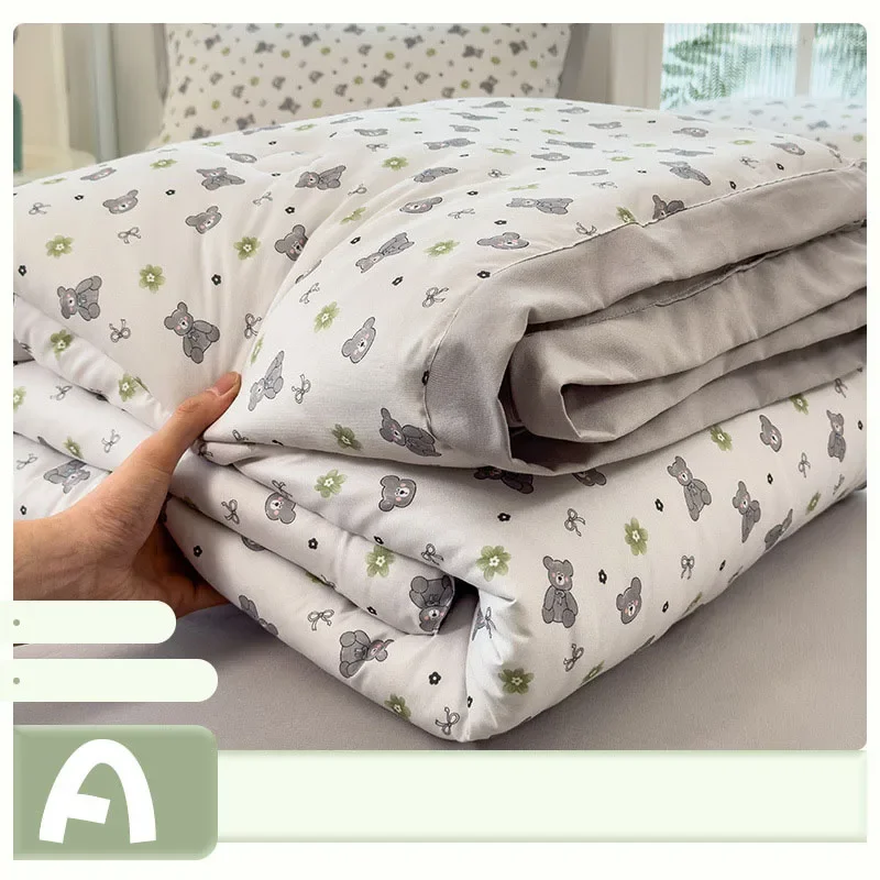 Double-Layer Soybean Fiber Filled Thin Quilt Cartoon Printed Skin-Friendly Summer Blanket Soft Breathable Home Textile Bedding