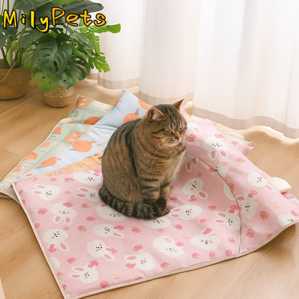 

Cartoon Pattern Cooling Pet Mat Scratch Resistant Breathable Anti-Slip Pet Pad Ice Silk Washable Su Dog Mat Pet Supplies