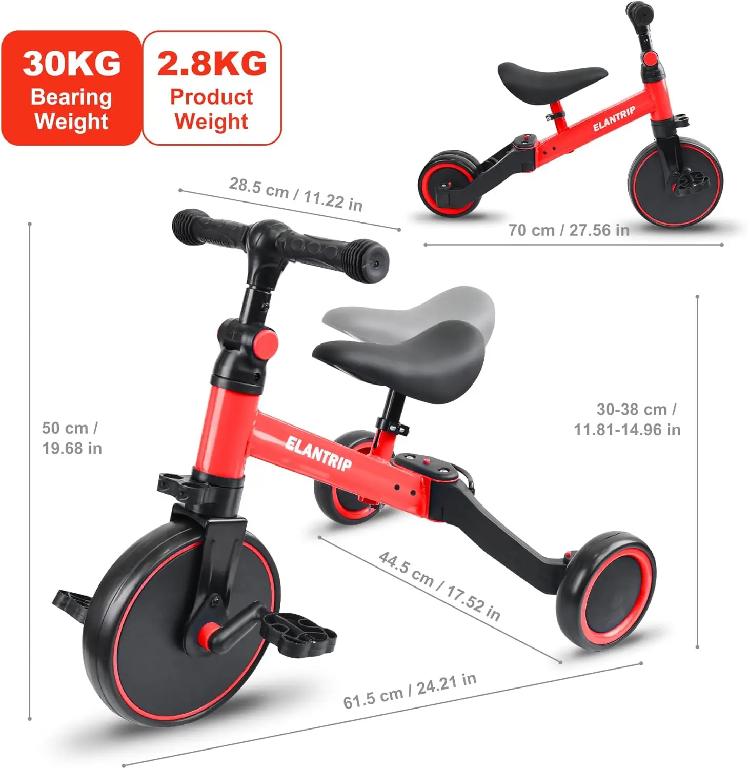 5 In 1 Loopfiets Voor 1 Tot 3 Jaar Oude Kinderen, Peuter Driewieler Kinderen Trikes Driewieler Driewieler, Beste Speelgoed Voor Jongen & Meisje, Balans Training,