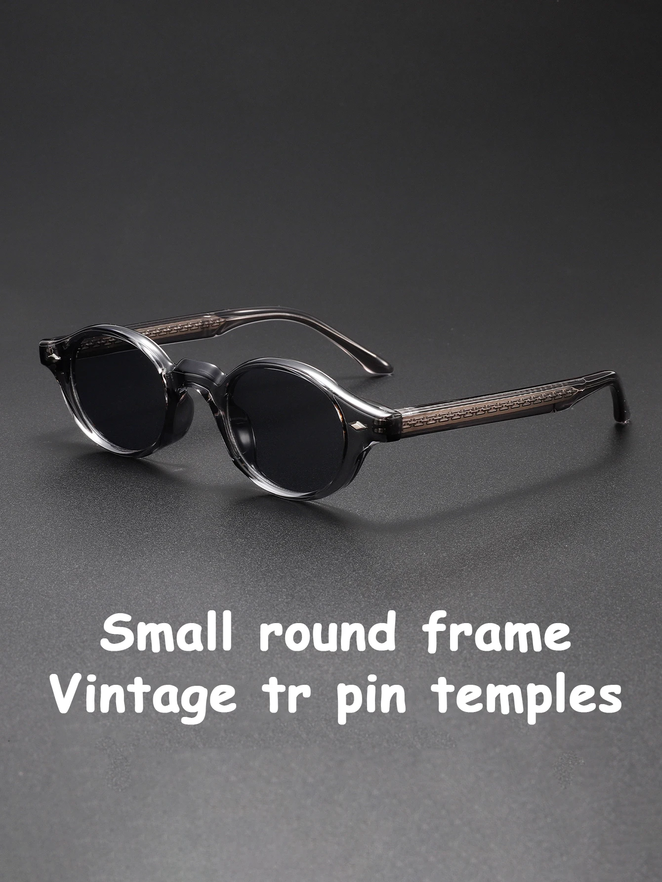Retro Small Round Frame TR90 Texture Personalized Print Sunglasses PinThrough Arm Street Style Fashion Accessory Decorative Fram
