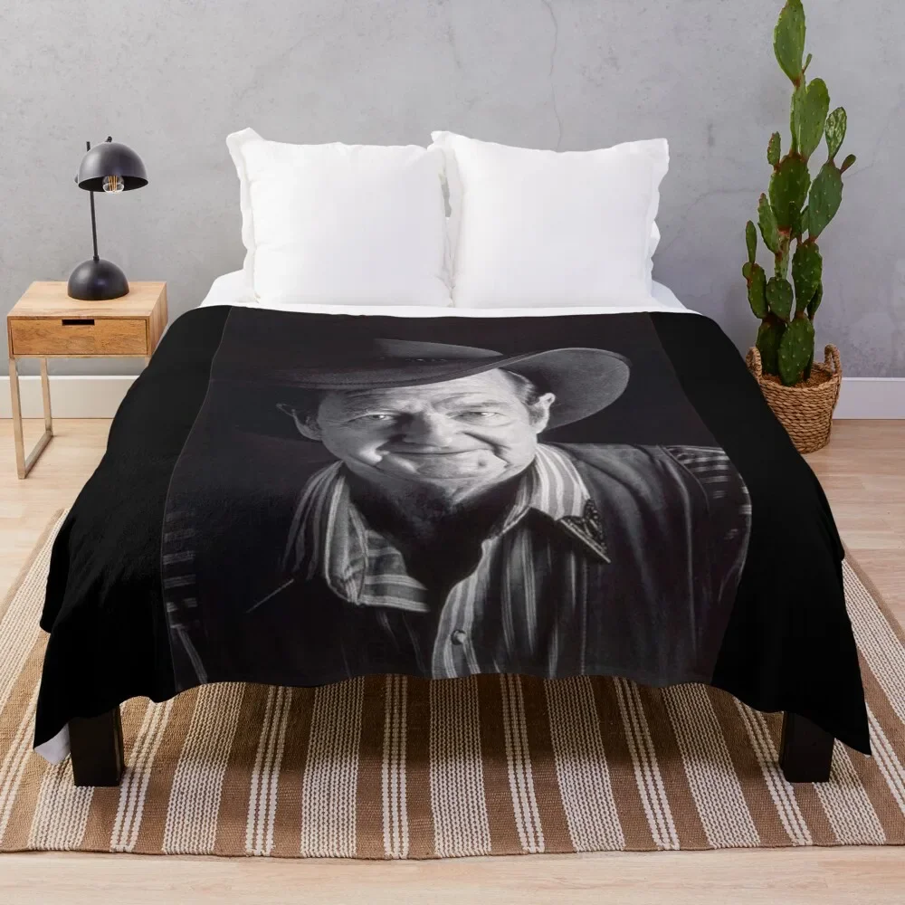 Slim Dusty- Black & White Throw Blanket Retros blankets and throws cosplay anime Blankets