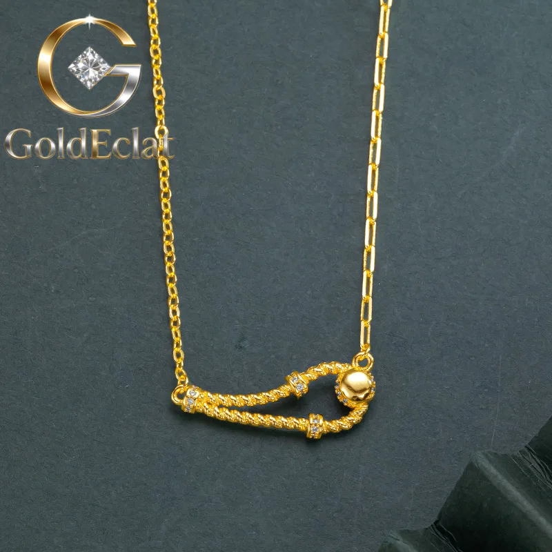 

Комплект GoldEclat: роскошные украшения из чистого золота 9999 пробы (24K) — браслет, колье и кольцо с бриллиантами и застежкой в виде подковы для женщин