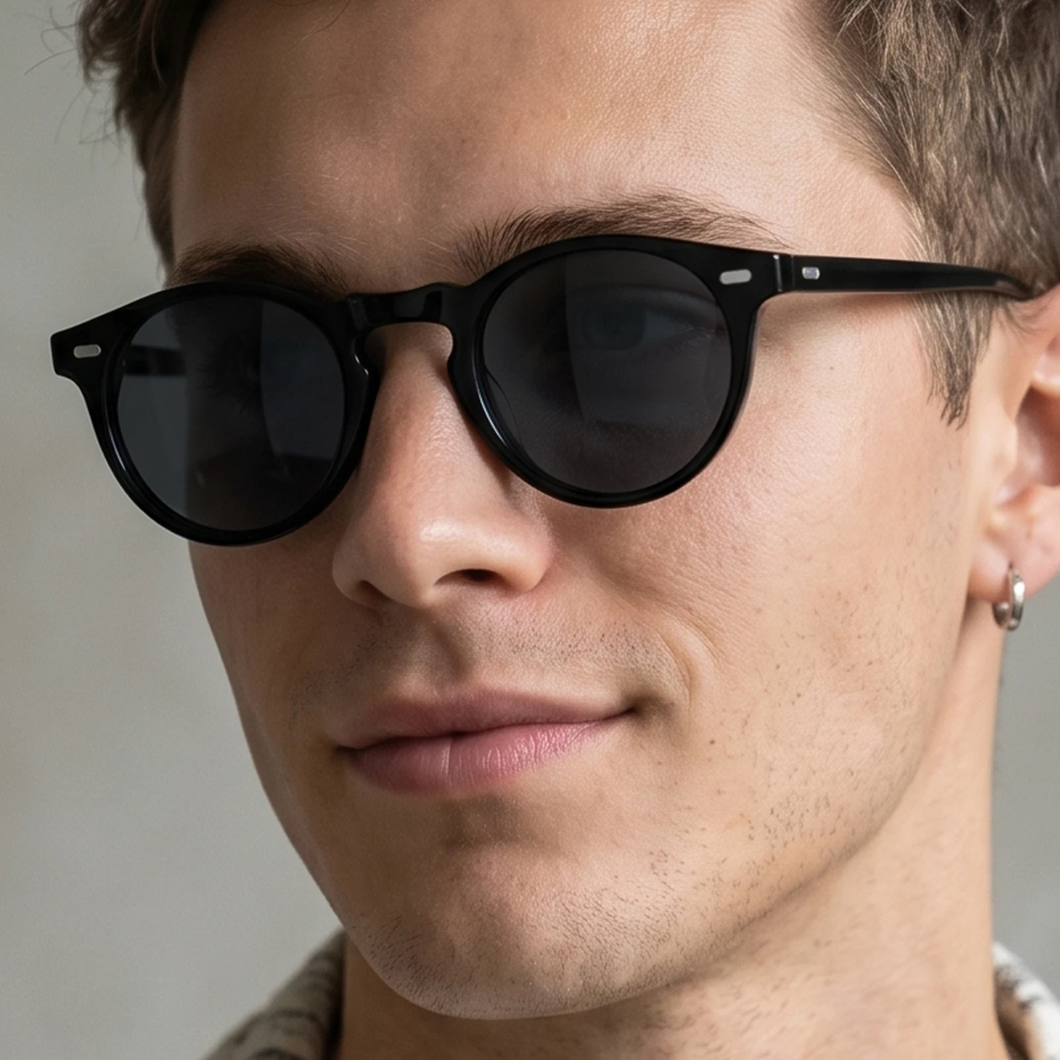 Gregory Peck OV5186 Vintage Round Men Sunglasses Frame Transparent Trendy Cicle Sunglasses for Women Polarized Round Sunglasses