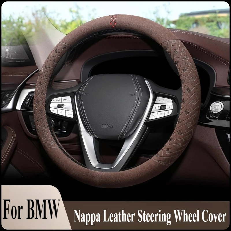

For BMW New 3 5 Series X1 2 3 4 5 6 X7 320li 525li Nappa Leather Steering Wheel Cover Wrap Anti Slip Car Interior Accessory