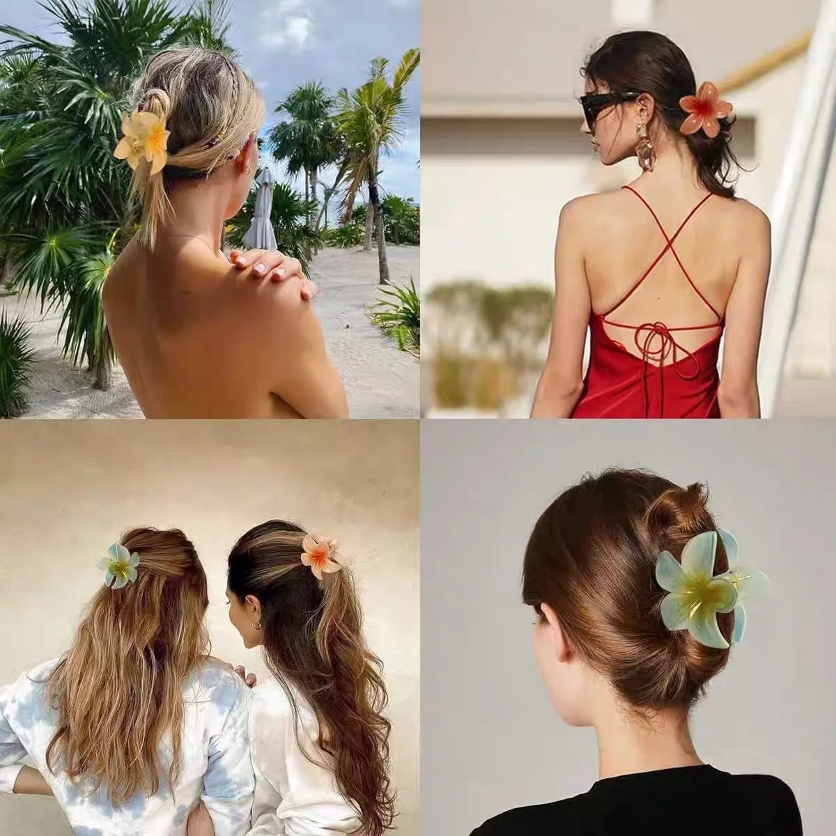 2024 neue Strand lässig Resort Stil Plume ria Clip für Hinterkopf Haar Hai Clip große Blume vielseitige Haarschmuck für Frauen