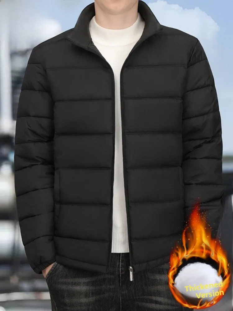 

Paul мужская зимняя хлопковая куртка с воротником-стойкой вниз для занятий спортом на открытом воздухе, ветрозащитная, теплая, однотонная, повседневная, Thiened для поездок на работу