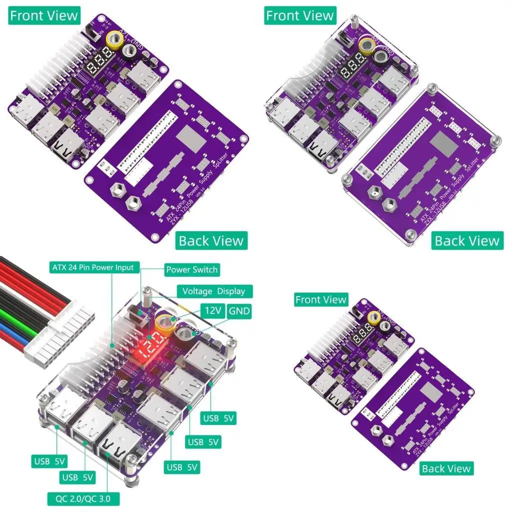 

31BA 12 Port USB 2.0 24PIN PINGEREST FIRCEATS Плата Адаптер Адаптер Модуль модуля модуля QC2.0 QC3.0 12V Вывод 3 -цифровой