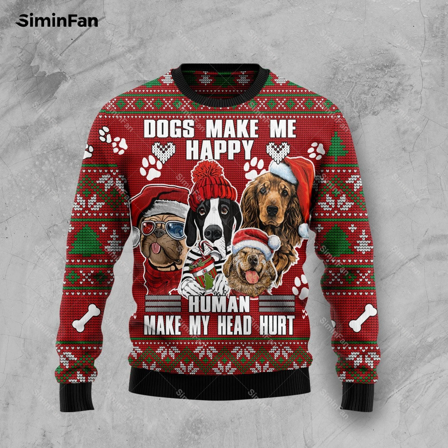 

Dogs Make Me Happy Christmas Sweater 3D Printed Men Pullover Casual Sweatshirt Couple Long Sleeve Shirts Unisex Female Tops Coat