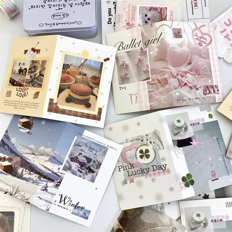 

10pcs/set Retro Japanese Clover Photocard Package Craft Paper DIY Decor Kpop Photocard Cover Case Sweet Fashion Photocard Holder
