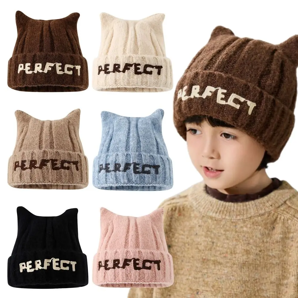 

Fashion Thickened Wool Beanie Caps Warm Hip Hop Knitted Hat Warmer Warm Bonnet For 1-4Years Old