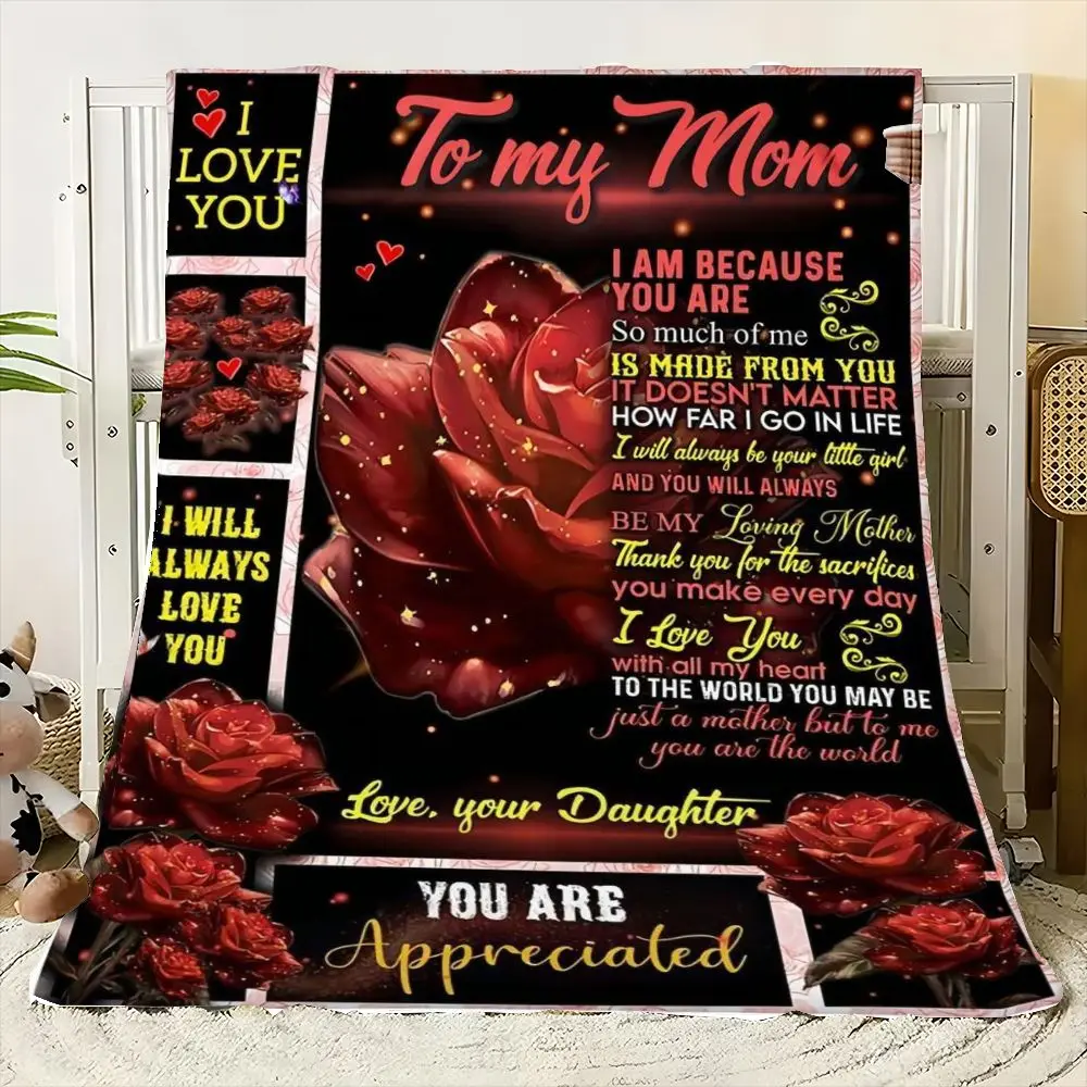 To My Mom Greeting Card Poster - Colorful Heartfelt Design with Vibrant Red Roses and Loving Messages - I LOVE YOU, I WILL ALWAY