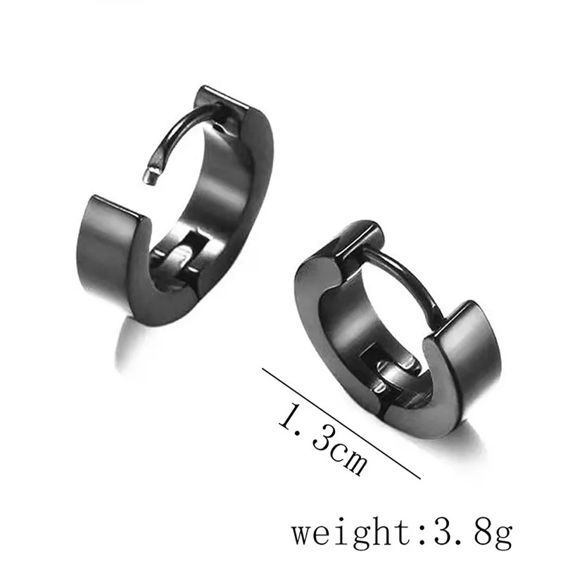 الأزياء الفولاذ المقاوم للصدأ وأقراط للرجال الهيب هوب تصميم بسيط جولة هوب أقراط الأزياء والمجوهرات الرجال الملحقات #3