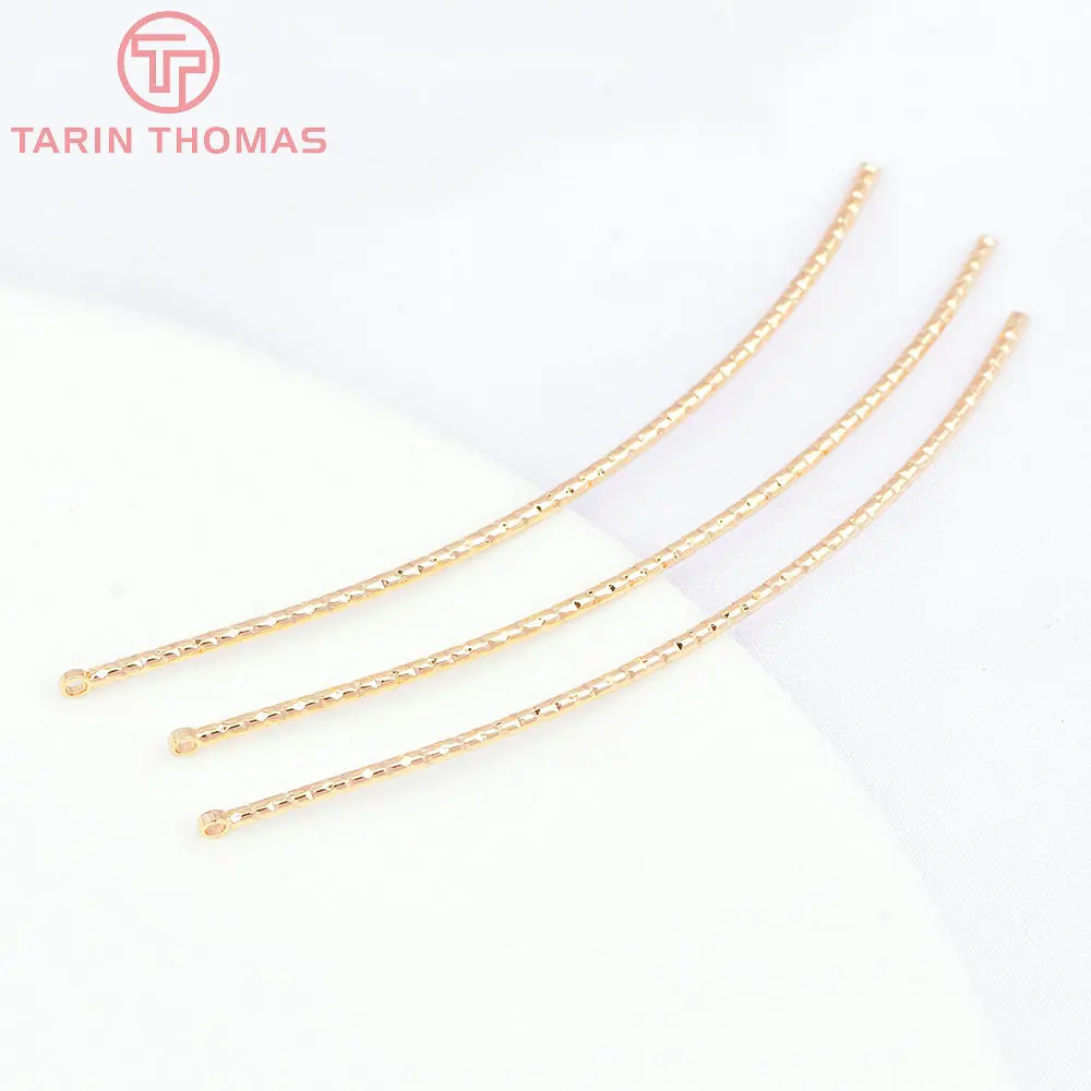 (879)10PCS Length 67MM 24K Gold Color Brass Arcuated Rod Charms Pendants High Quality Diy Accessories Jewelry Findings