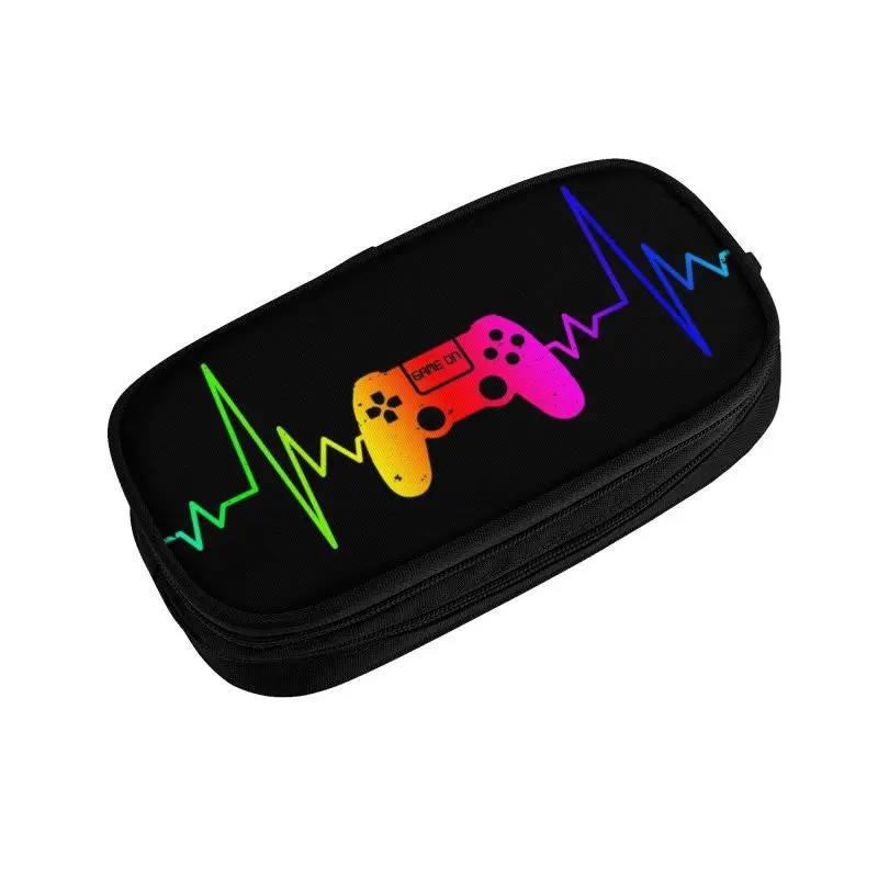 Estuche de lápices de gran capacidad para niños y niñas, controlador de juego personalizado, latido del corazón, caja de lápices para videojuegos, accesorios escolares