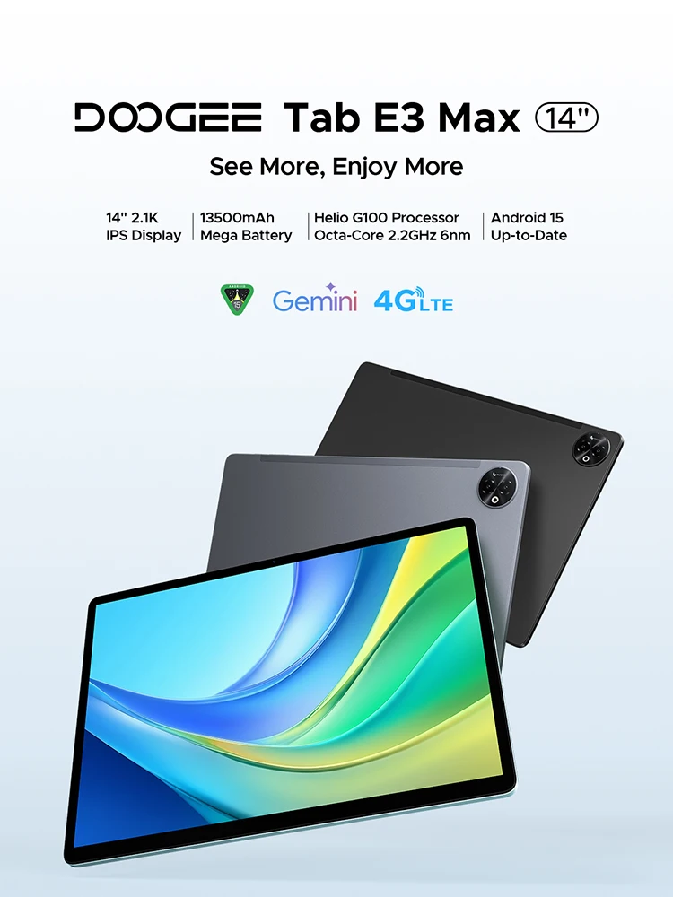 Globalna wersja DOOGEE Tab E3 Max Tablet PC Android 15 Gemini AI 14'' Ekran 2.1K 8GB RAM 256GB 13500mAh Duża bateria Smart Pad — zdjęcie produktu 7