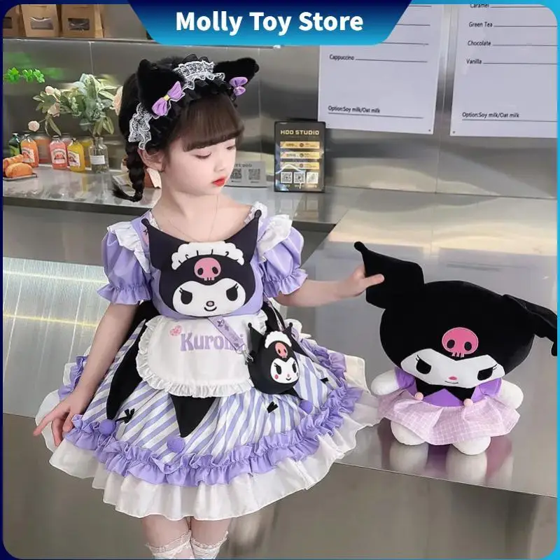 

2024 Sanrio Cosplay Kuromi Lolita Princess Dress Spring Autumn Children's Costume Dress Puffy Skirt Suit Cute Girls Style Gifts