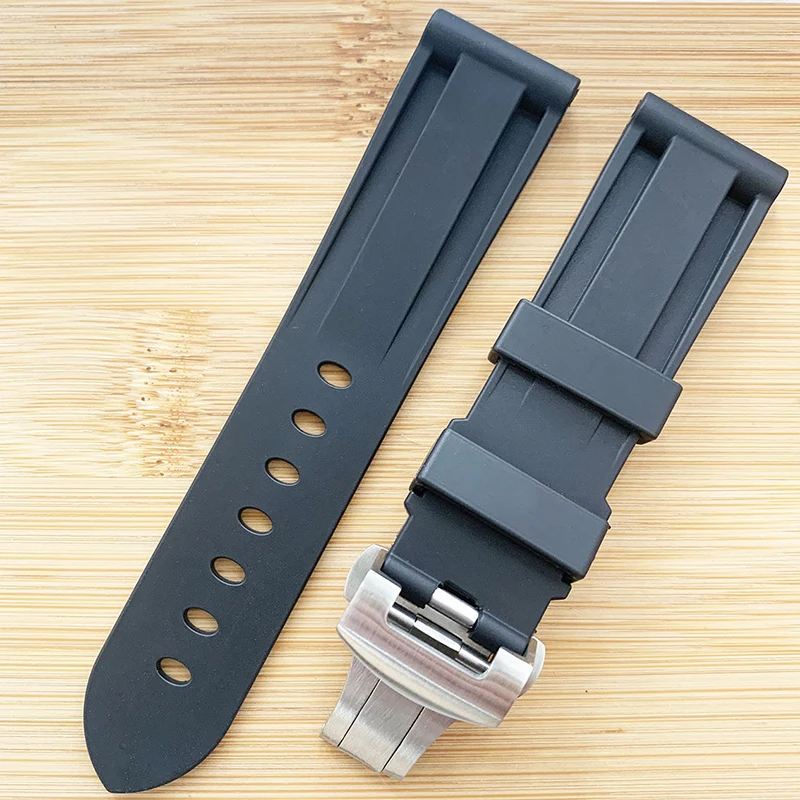 22mm 24mm Thickened silicone rubber watch band for Panerai PAM00335/1024 Breitling Men's bracelet diving replacement wristband