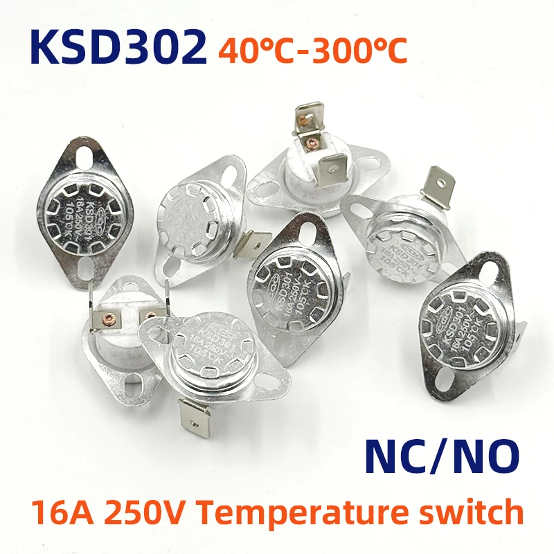 KSD302 16A 250V 40-300 degree Ceramic KSD301 Normally Closed Open Temperature Switch Thermostat 45C 85C 95C 135C 160C 220C 300C
